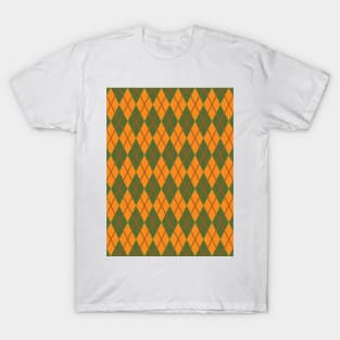 Dark Orange & Dark Olive Argyle T-Shirt